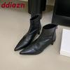 Fashion Fashion Stretch Women Ankle Boots Shoes Zippers Footwear Pointed Toe Ladies ShorBoots With Square Heels Shoes Female Pumps