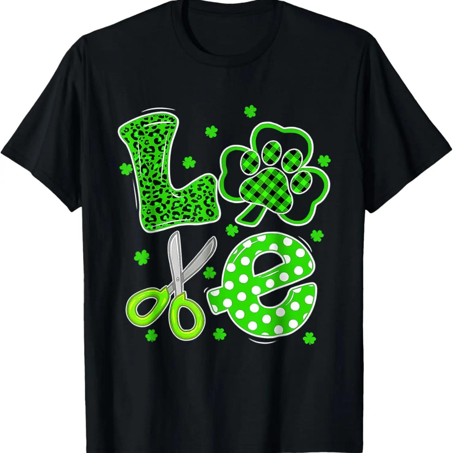 Leopard Print And Buffalo Plaid Dog Paw Pet Groomer Grooming T-Shirt S чёрный