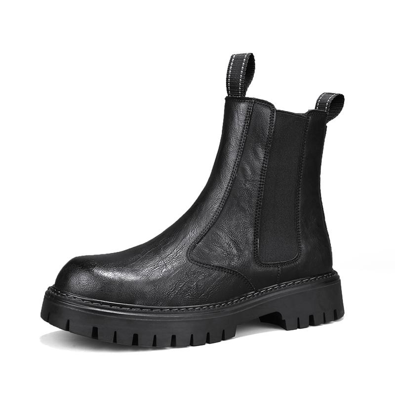 FashionDesigner Mens 2024 Spring Autumn Chelsea Ankle Motorcycle Chelsea Safety Platform Cowboy Boots Genuine Leather Shoes for Men