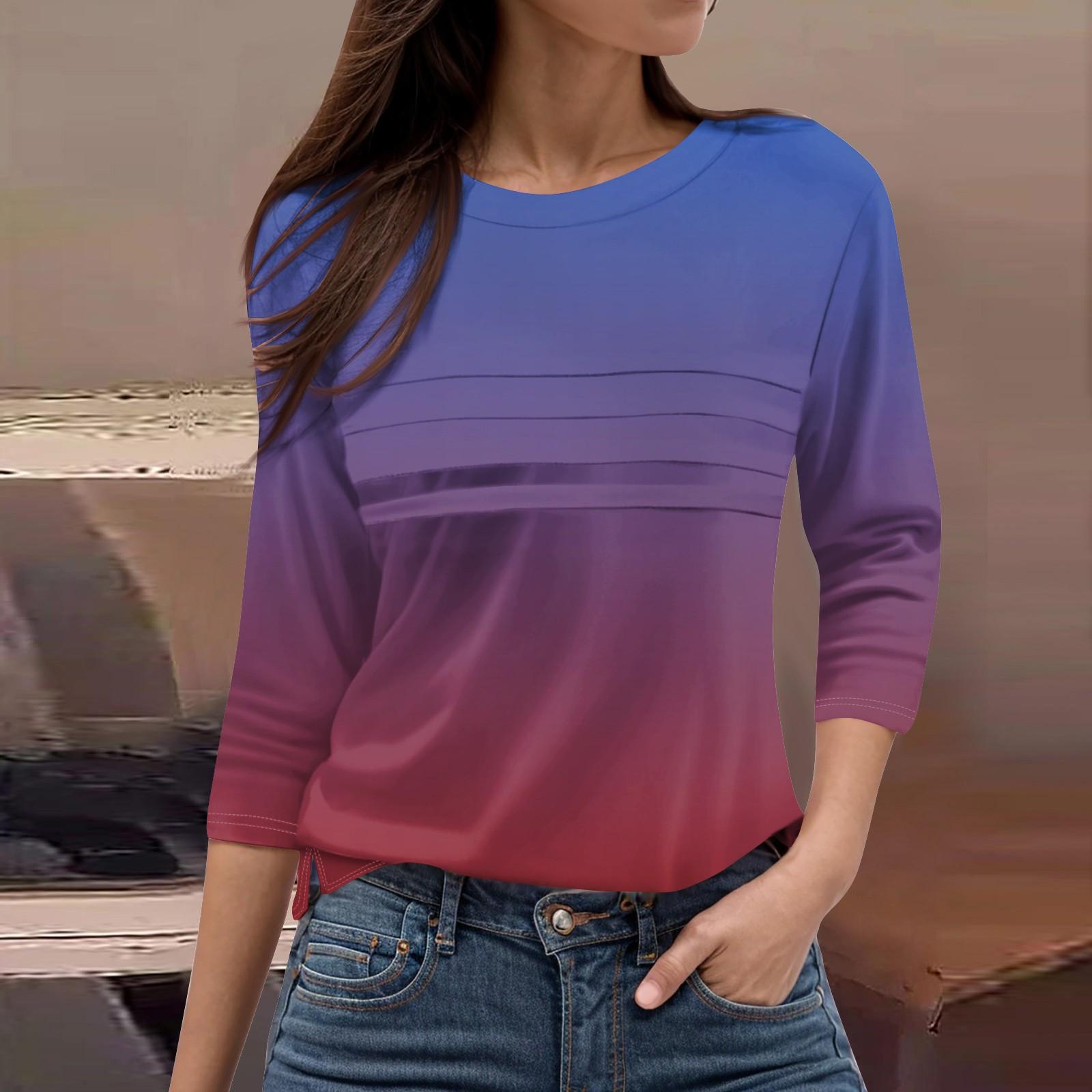 

Женская мода повседневный свободный топ с рукавом 3/4 и круглым вырезом XL