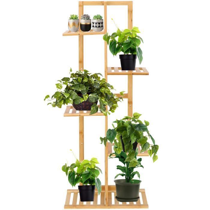 SPRINGOS® Support pour Plante, Porte-fleurs Escalier de fleurs en bois de bambou 5 niveaux Balcon Salon Jardin Terrasse marrone