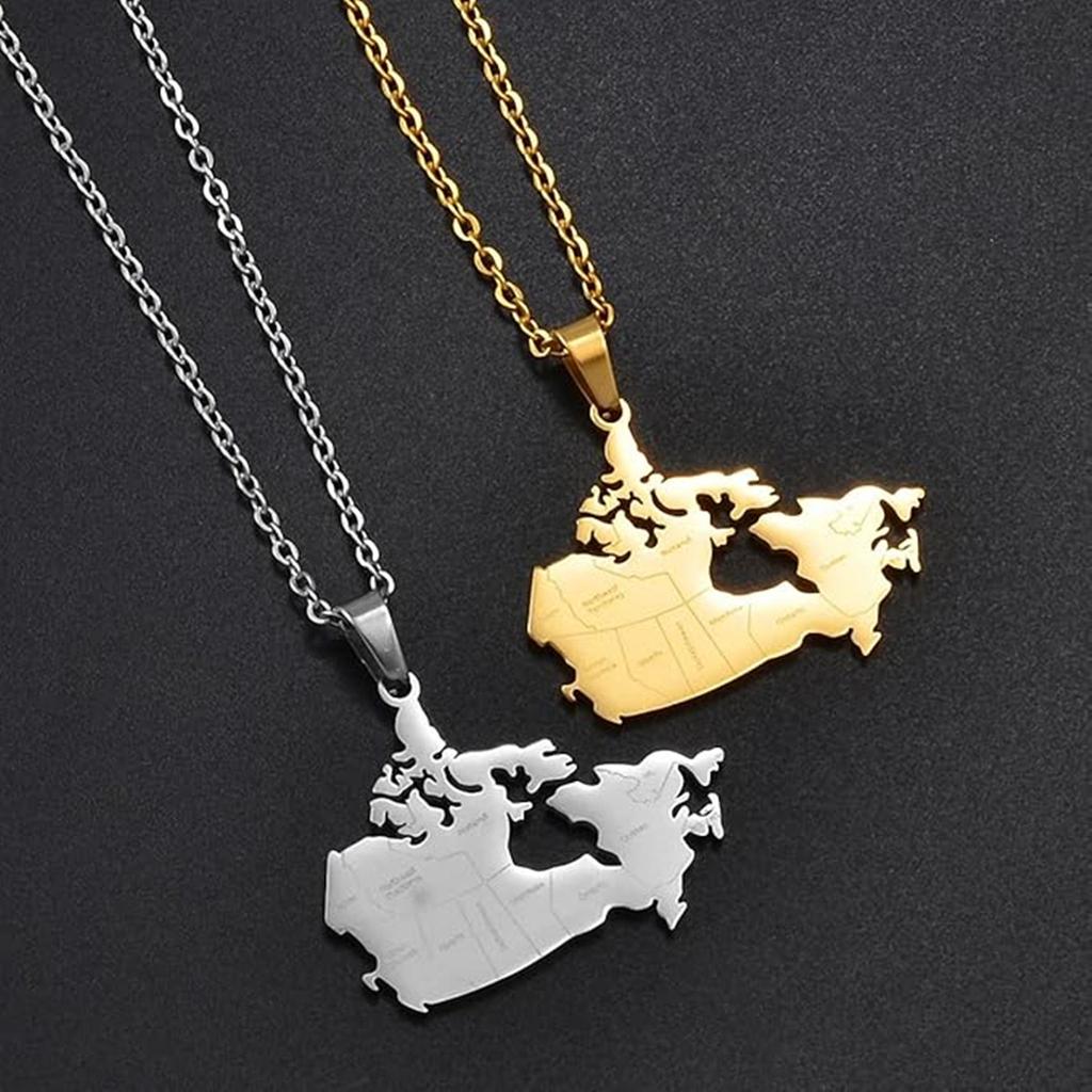 Map Pendant Necklace Men'S And Women'S Stainless Steel Necklace Trend Fashion Accessories