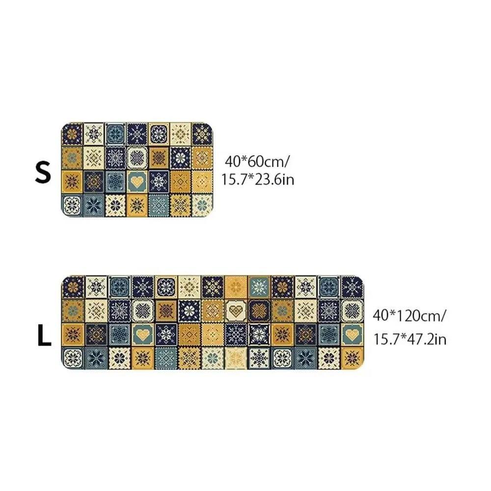 2pcs Printed Kitchen Carpet Rug Stain Resistant Non Slip Kitchen Floor Mat Carpets Soft Water Absorbent Entrance Door Mat