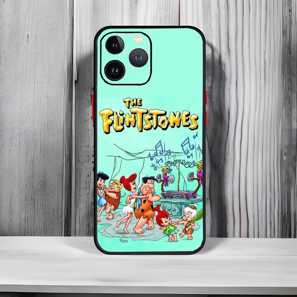 Classic Cartoon The F-Flintstones Phone Case Black Matte Thin Phone Case For iPhone17 16 15 14 13 ProMax iphone12promax