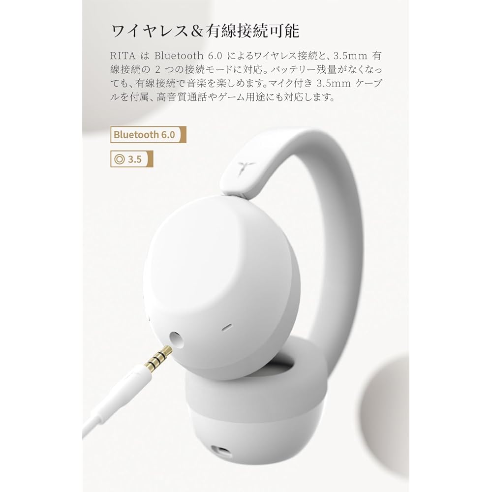 TANCHJIM RITA Bluetooth Headphones Active Noise Cancelling Dual Device Connection Over-Ear 92 Hour Battery Life