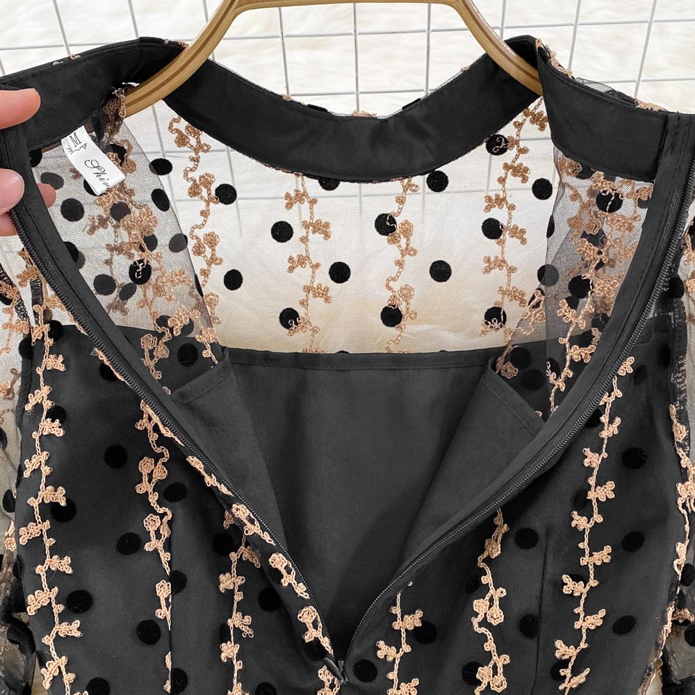 Summer Light Mature Style Socialite Wrap Hip Skirt Stand Up Collar Short Sleeved Fake Two Piece Medium Length Dress