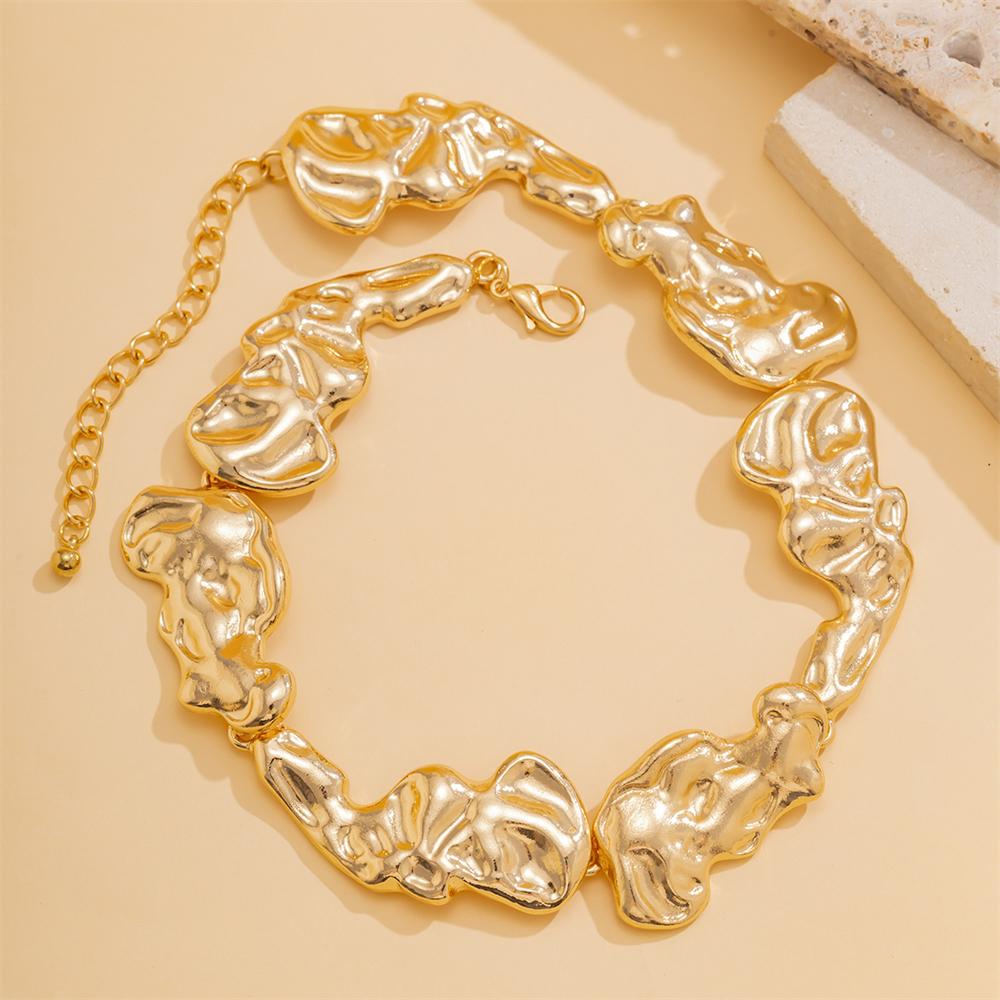 Unique Exaggerated Irregular Big Necklace for Women Creative Thick Gold and Silver Color Metal Chain Choker Fashion Jewelry Gift