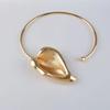 Exaggerated Pleated Metal Open Choker Necklace Stylish Metal Flower Choker Necklace Women's Party Neckchain Accessory