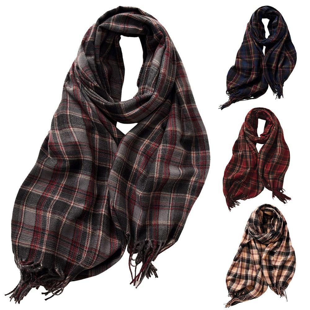 180*68cm Imitation Cashmere Scarf Vintage Plaid Printed Mujer Foulard Blanket  Autumn Winter Warm