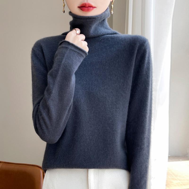 Women's Pure Wool Turtleneck Sweater - Autumn/Winter Fashionable Knitted Cashmere Pullover