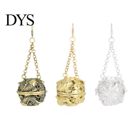Mini Incense Burner Decorative Artistic Exquisite Reduce Anxiety Pure Brass Aromatherapy Furnace Retro Hollow-out Car Pendant for Home Censer