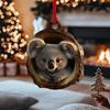 Owl Raccoon Christmas Ornament 2D Printed Acrylic Hanging Decor for Tree Festive Animal Tree Pendant