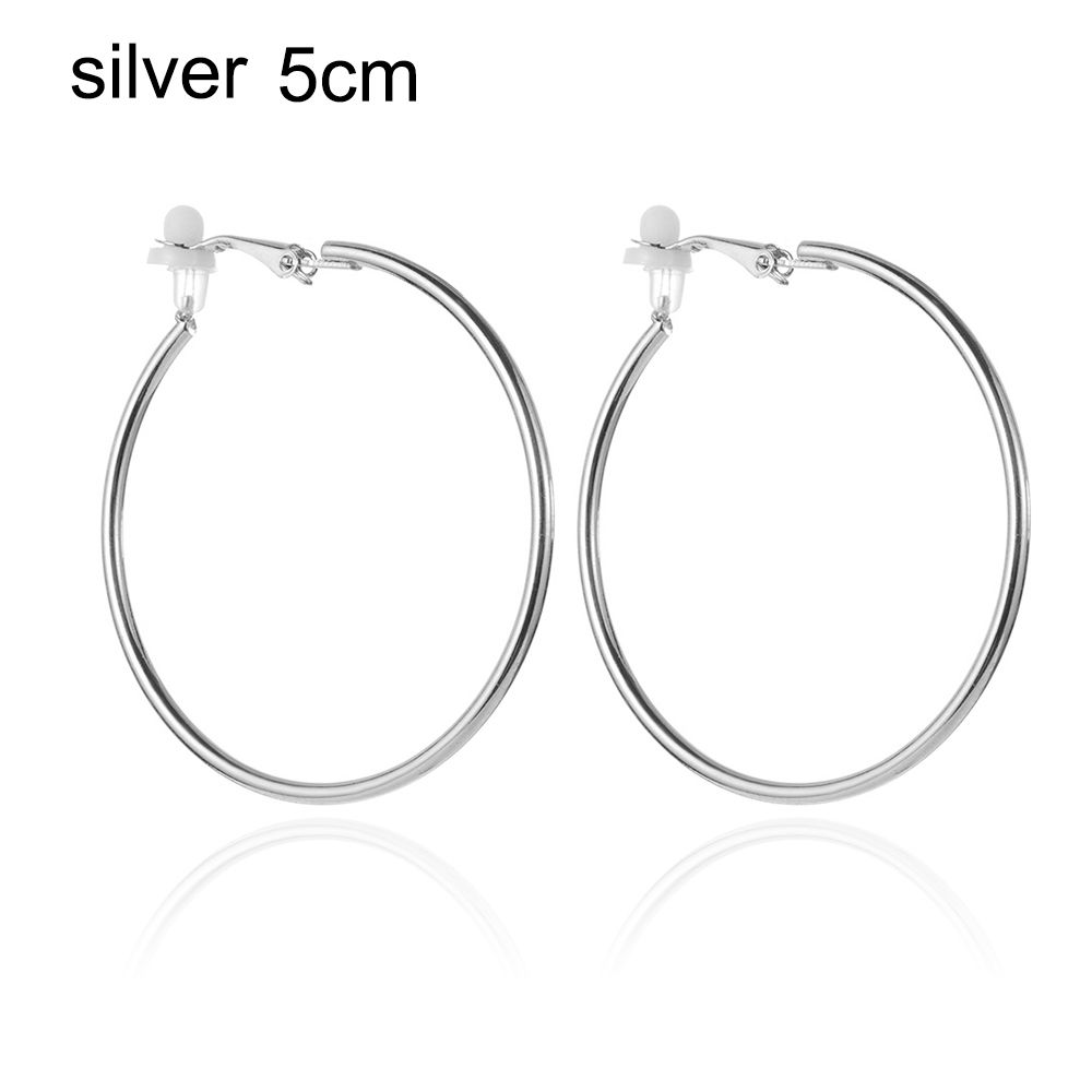 Pair Jewelry Gold Silver Black Women Fashion Big Circle Clip On Ear Without Piercing Earrings Hoops