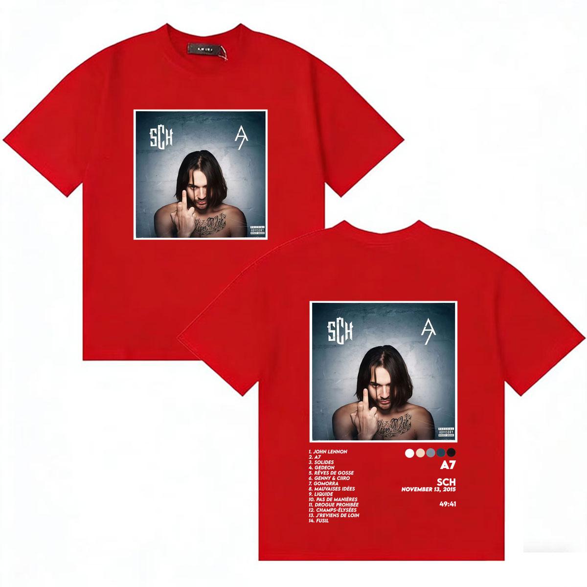 

Rapper SCH A7 Classic Graphic Hip Hop Fashion Double Sided Casual Oversized TShirt Unisexs Womens Cozy Loose Summer Tshrits Unisex S