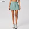 New Pleated Leg Length Yoga Shorts Skirt Women's Fake Two Anti-light Tennis Sports Skirt S