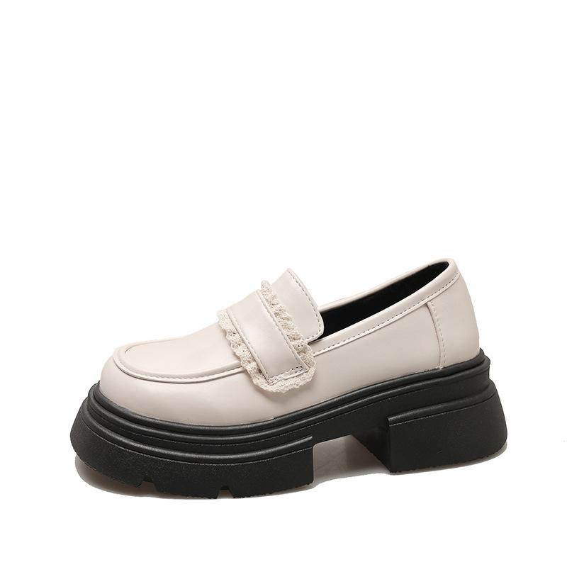 Japanese Jk Round Head Brown Small Leather Shoes Women's 2025 Spring New College Style Loafers Thick Sole Heightening Skirt