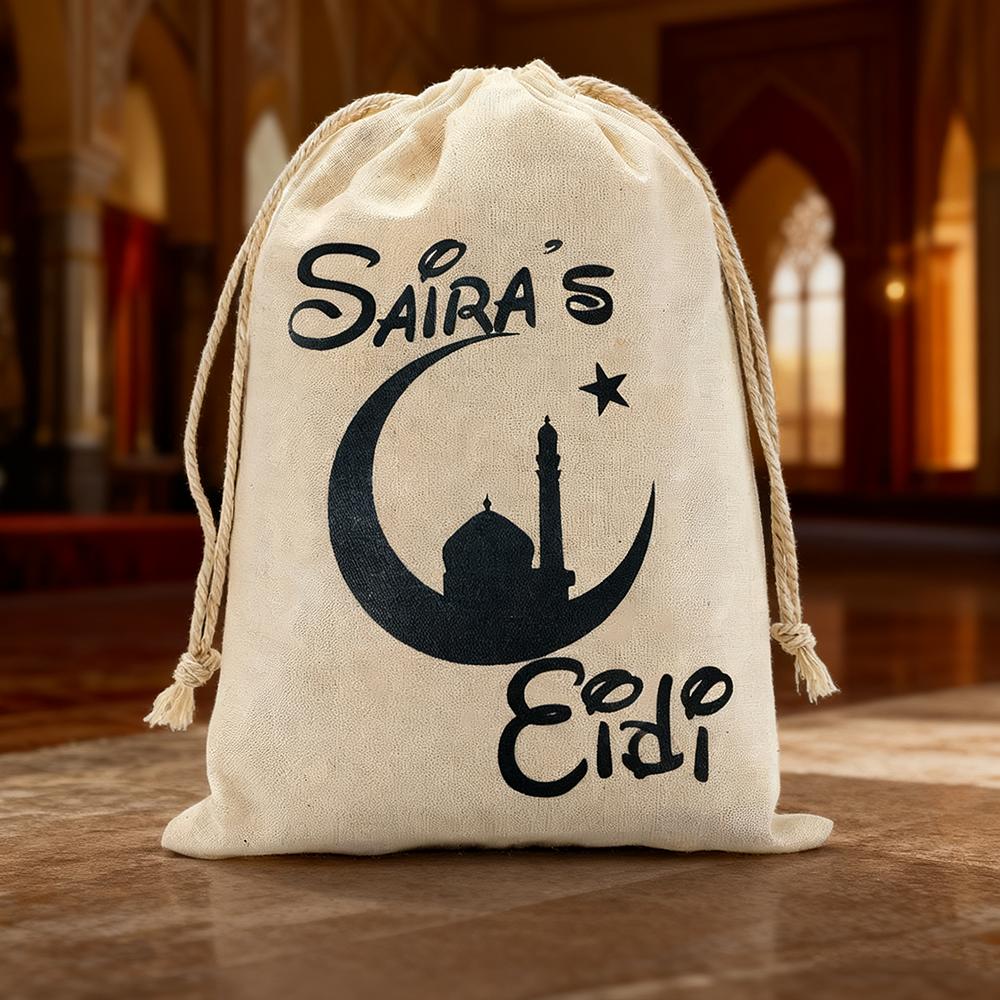 Personalised Eid Favour Pouches for Eid Money Gifts for Kids Islamic Gifts Muslim Ramadan Kareem Iftar Eid Al-Fitr Decoration
