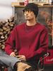 Men's Retro Bordeaux Red Heavyweight Sweater - Autumn/Winter 2025 Knitwear Outerwear