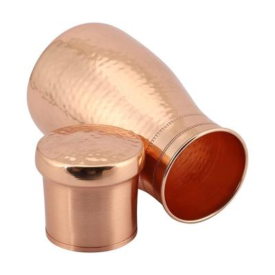 Copper Bottle with Built In Glass Joint Free and Carving Design With Glossy Finish Bottle for Ayurvedic Health Benefits Yoga (1000 ML, Copper)