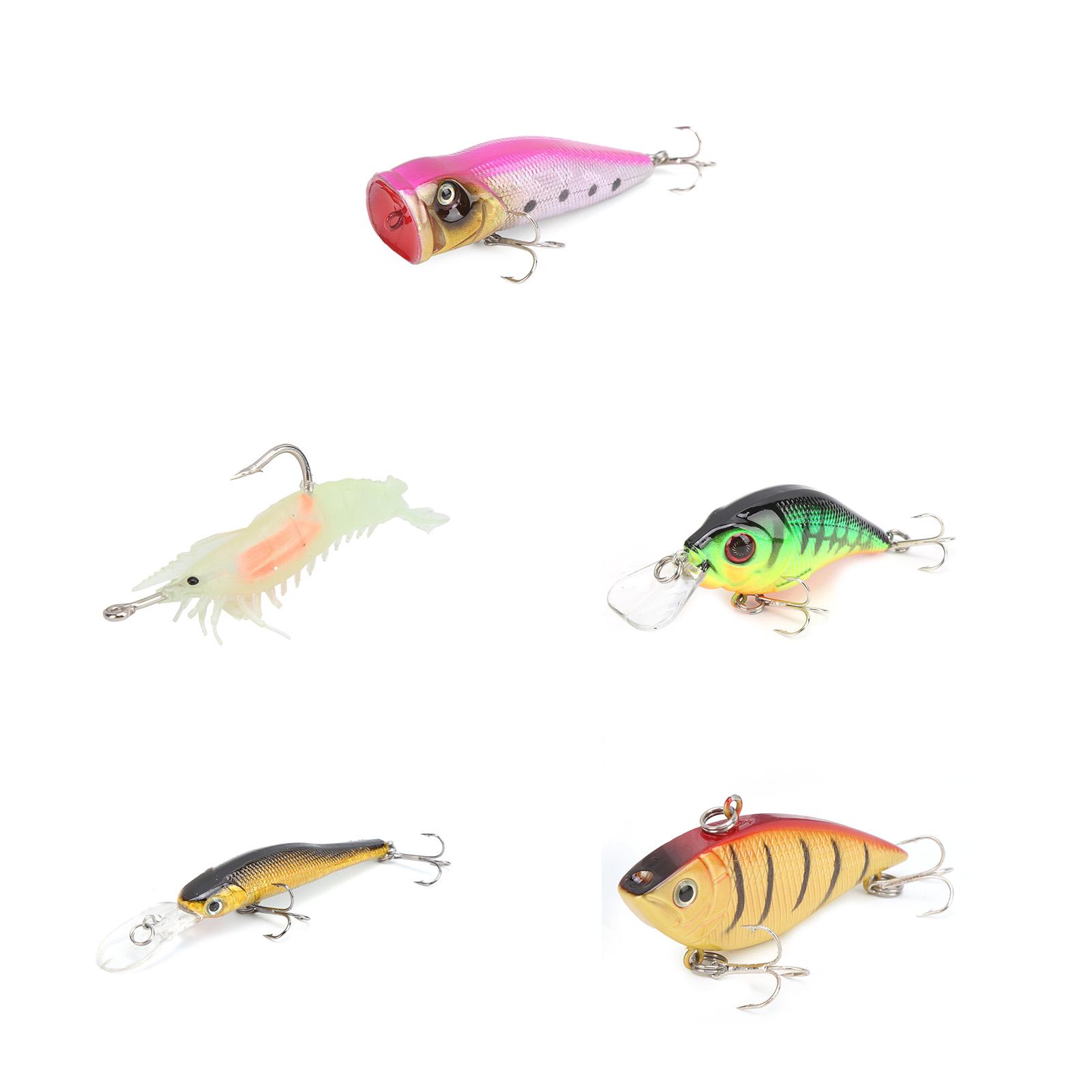 

44Pcs/Set Metal Fishing Lure Kits Minnow Bass Bait Shrimp Hook with Box Fishing Tackle