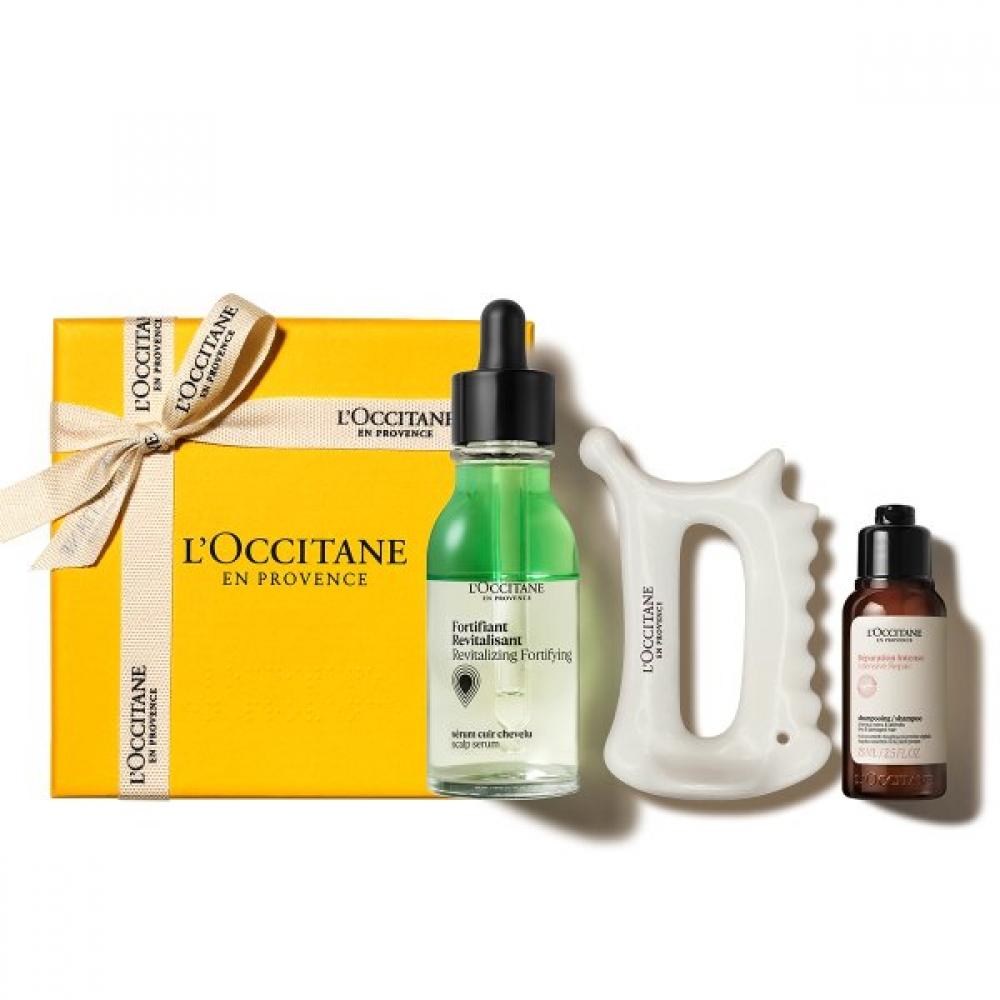 L Occitane Fortifying Root Serum Set  +premium Gua Sha + deLuxe 1 Type Single option