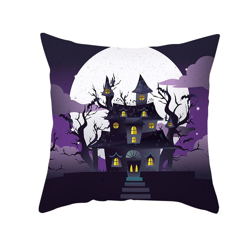 Halloween Pillow Case Cartoon Pumpkin Head Castle Peach Velvet Cushion Home Furnishings