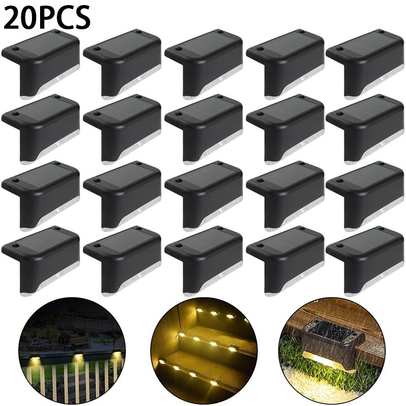 4/6/8/12/16/20/24Pcs New Solar Fence Light Railing Stair Lamp Outdoor Waterproof LED Step Light Courtyard Decorative Wall Light