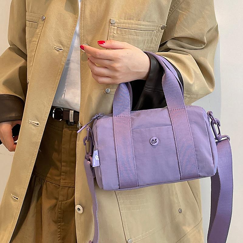 Nylon Pillow Shape Shoulder Bag With Top Handle Multi Zipper Pockets Lightweight Travel Tote For Women Daily Commute