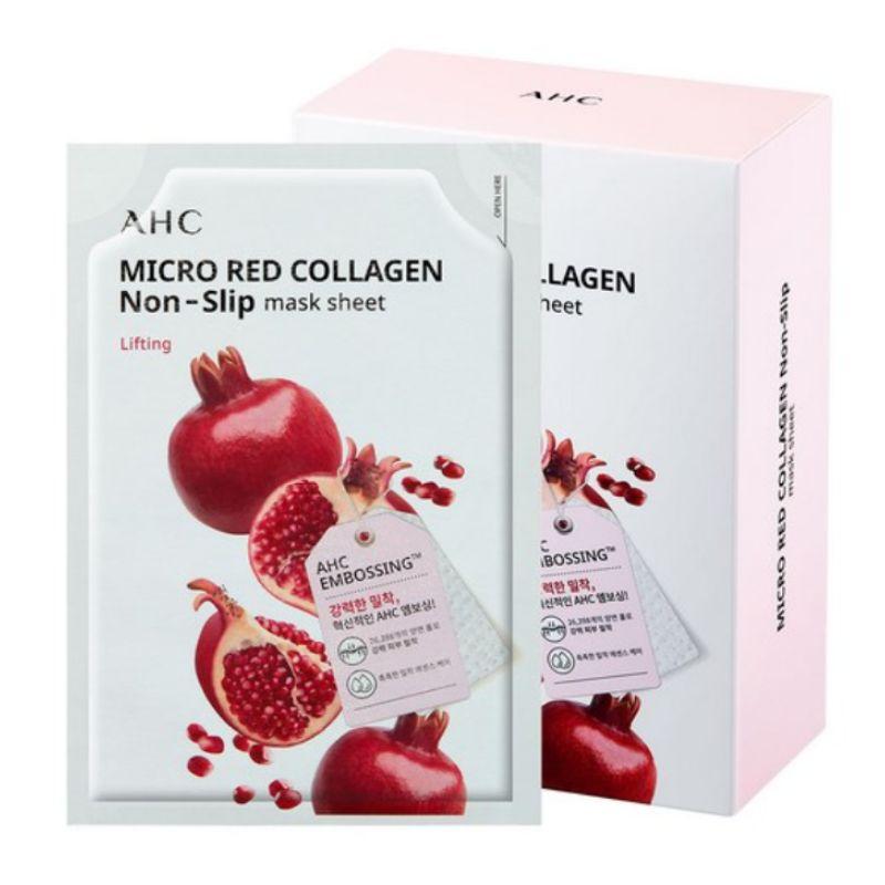 AHC Micro Red Collagen Adhesion Sheet Mask Firming Hydrating Facial Mask Set 33ml x 10pcs