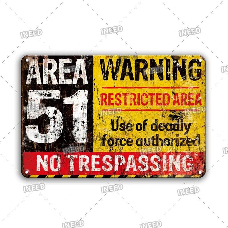 Warning Tin Sign Caution Decoraitve Plaque No Trespassing Retro Metal Vintage Plate Garden Man Cave Club Home Shop Wall Decor