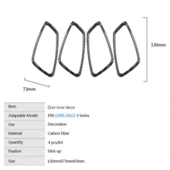 Luxury Carbon Fiber Interior Door Handle Cover Trim for BMW 3 Series E90 05-12