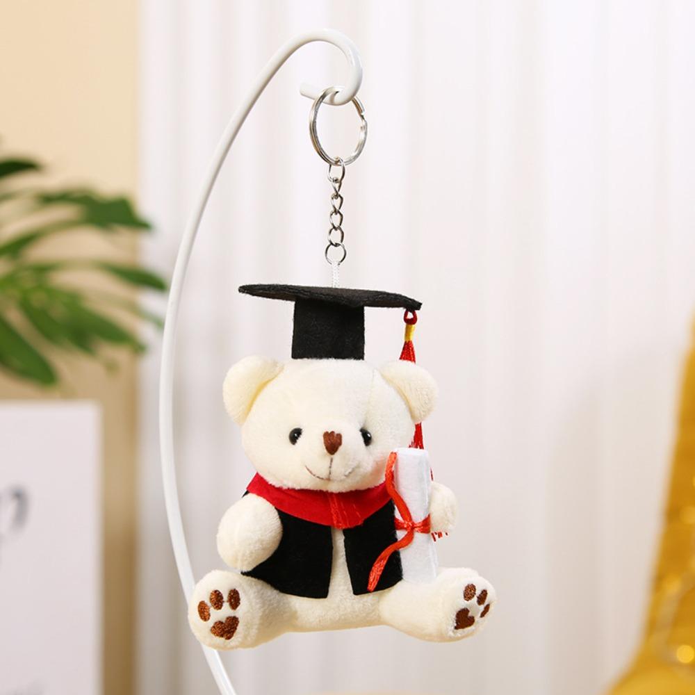 12cm Glasses Bear Doctor Bear Plush Toy Cartoon Bag Hanging Pendants Graduation Gift  Graduation