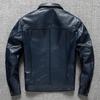 Calf Leather Head Layer Genuine Leather Lapel Short Denim Leather Jacket Men's Leather Jacket Motorcycle Large Size Jacket