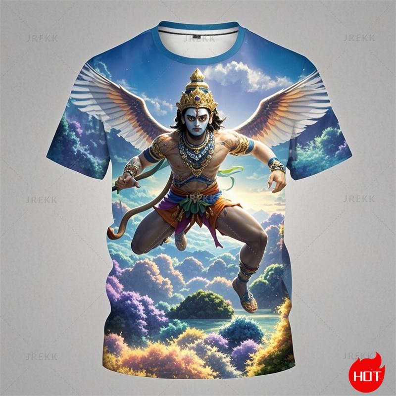 Harajuku 3D tisk Hinduistická mytologická postava Hanuman Tričko pro muže Dětská móda Legrační krátké rukávy Cool Streetwear topy