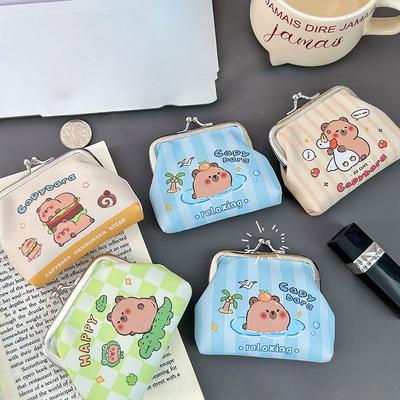 Schattige Capybara Munt Opbergtas Transparante Portemonnees Cartoon Lieve Portemonnee Doorzichtige Zakjes