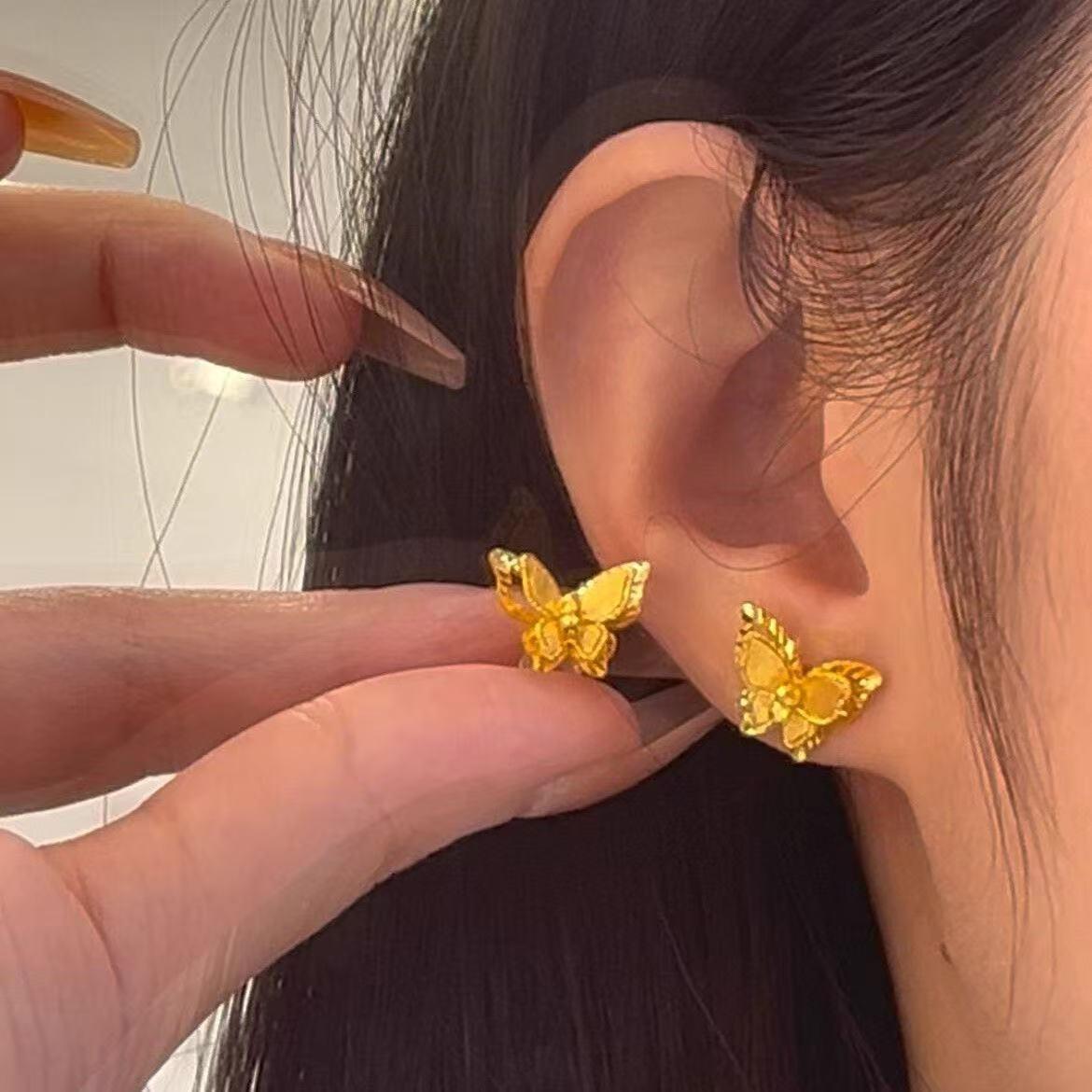 Изысканные двухслойные серьги-гвоздики в виде бабочек для женщин - Легкая роскошь и модная элегантность
