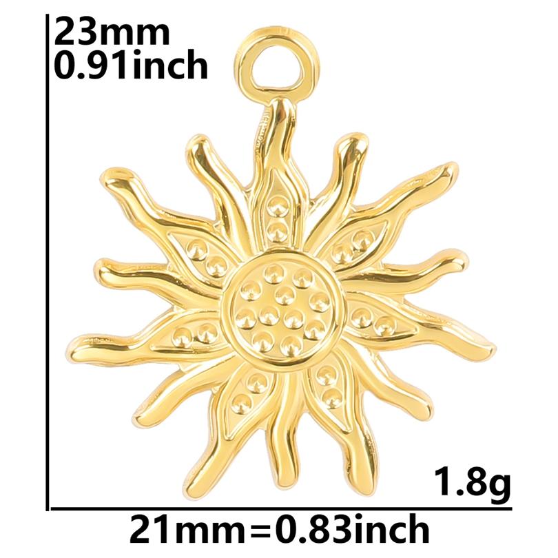 5pcs/Lot Real Gold Plated Sun Pendant Stainless Steel Charm For Jewelry Making Supplies Blank Pendants Base DIY Stone Rhinestone