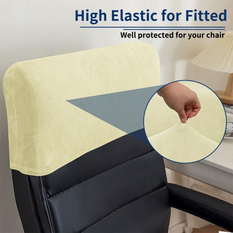 Stretchable Chair Headrest Cover, Soft Plush Rectangular Slipcover Fit 40-50cm Headrests for Office Computer Chair, Furniture, Recliner Chair