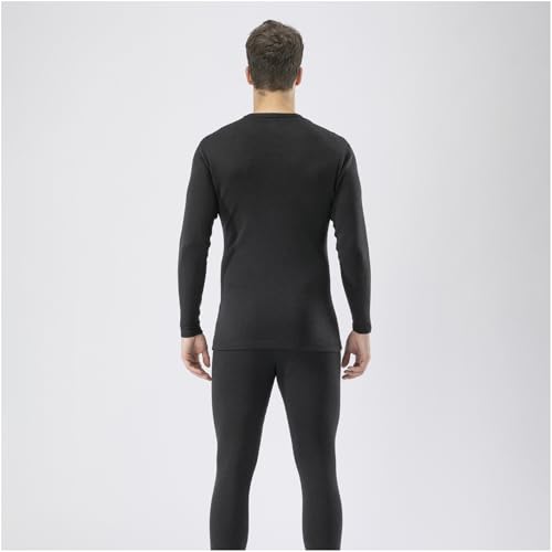 Heat-generating innerwear, Breath Thermo underwear, thick wool crew neck long-sleeve shirt, men's, C2JAAC10, black, size M