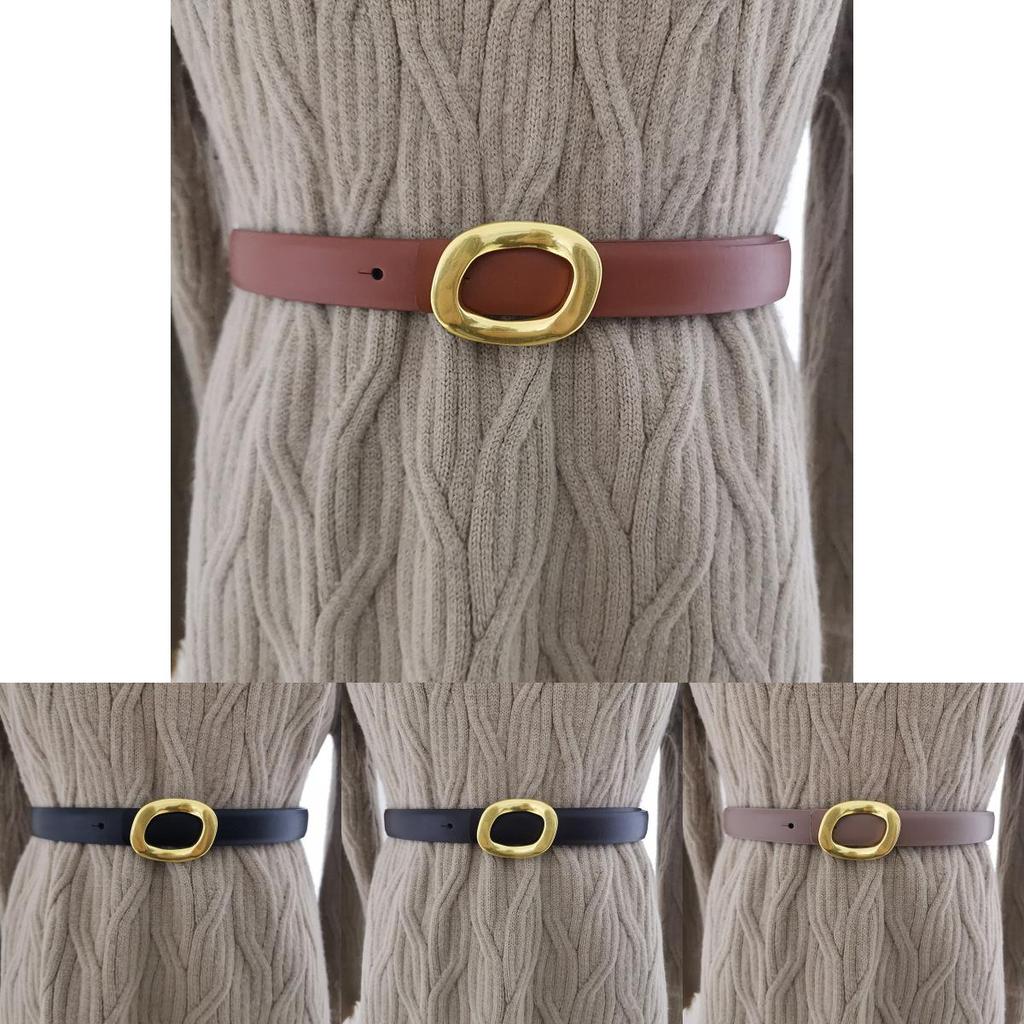 Fashion Leather Belt For Women With Alloy Buckle And Snap Closure For Casual Wear