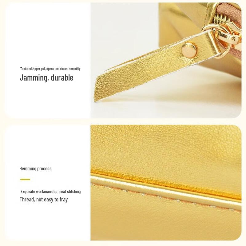 Gold Textured Portable Travel Cosmetic & Wash Bag Set (3-Pack)