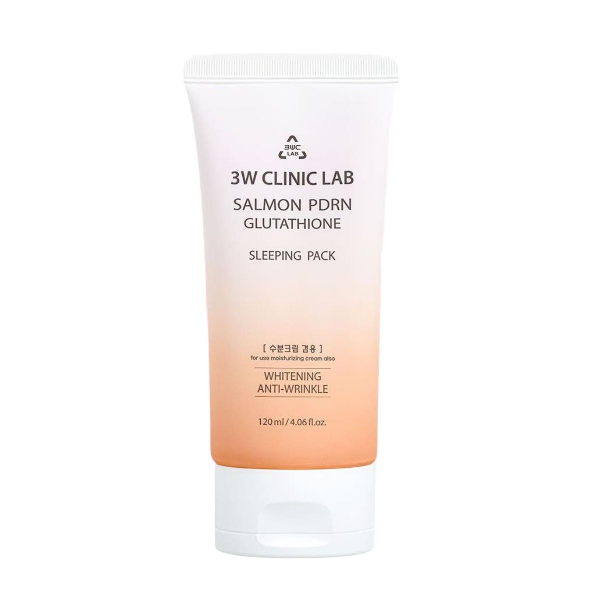 3W Clinic Lab Salmon PDRN Glutathione Sleeping Pack 120ml - Advanced Skin Regeneration & Brightening Overnight Mask, Repairing & Radiant Night Care