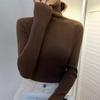 Women Pullover Turtleneck Sweater Autumn 2023 Long Sleeve Elastic Korean Simple Basic Jumper Solid Color Tops 16675