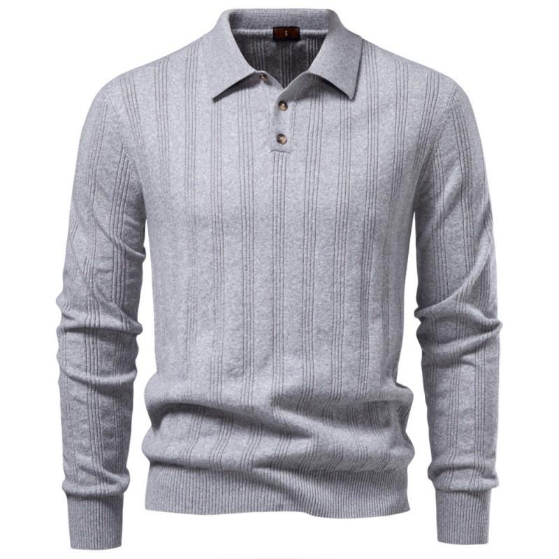 Mens Knit Long Sleeve Polo Shirt Winter 2026 Casual Business Smart Fit Lightweight Warm Breathable