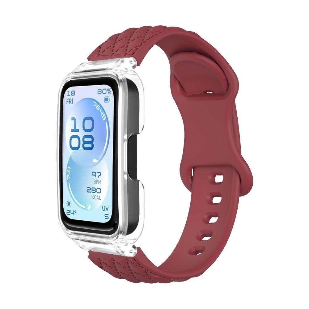 Microwave Pattern Solid Color Strap+PC Case for Huawei Band 11/11pro Soft Silicone Sports Watch Strap for Huawei Band 11/11pro