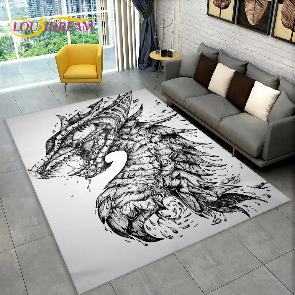 Duży dywanik z motywem smoka z kreskówek, dywanik do salonu, sypialni, sofy, wycieraczka, dekoracja kuchni, dzieci bawią się antypoślizgową matą podłogową