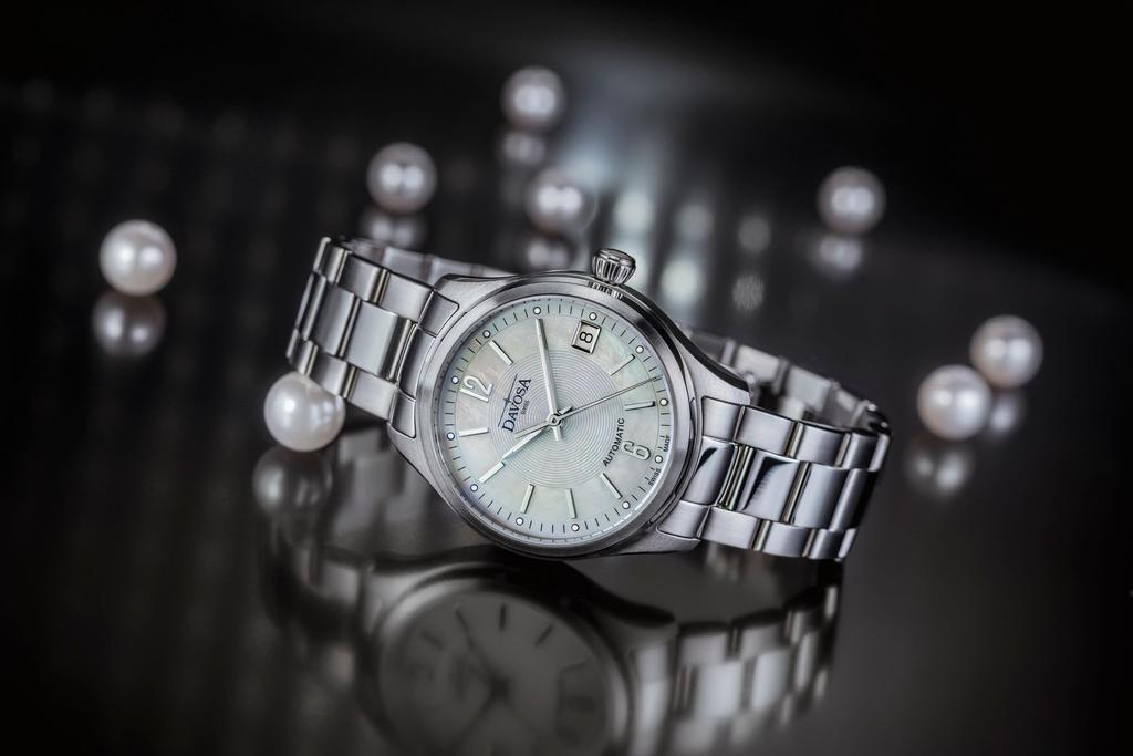 Davosa Newton Lady Auto Automatic Watch with Date Model Swiss-Made Display, Silver, 166.190.10