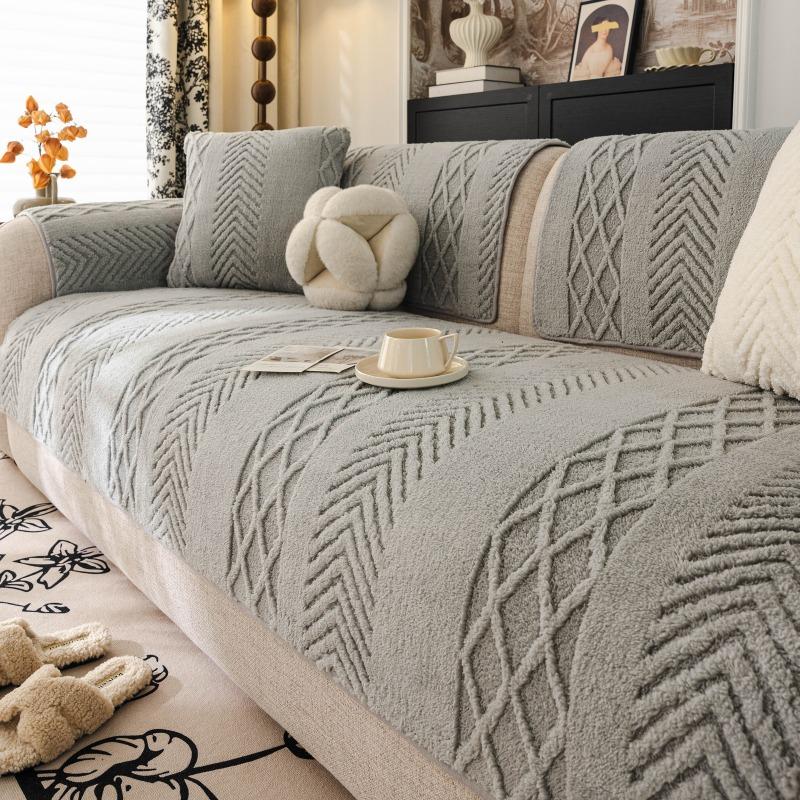 New Autumn And Winter Sofa Cover Cloth Towel Anti Slip Fixed Sofa Straight Row Cushion One-Piece Modern Minimalist Living Room