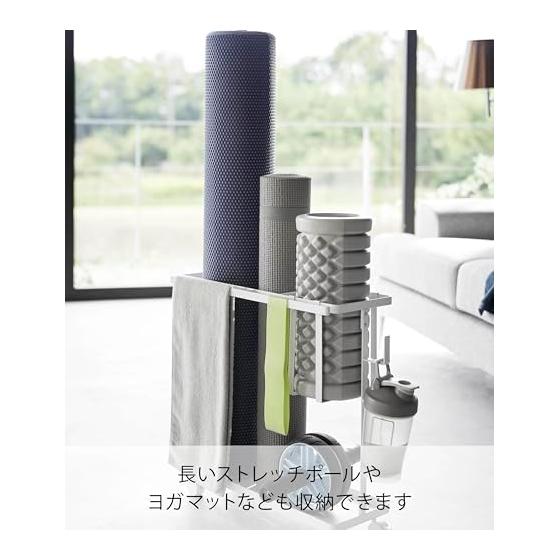 Yamazaki Jitsugyo Fitness Goods Storage Rack with Casters White Approx. W50.3 x D18.5 x H45.5cm (including casters) Tower Muscle Training Goods