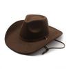Europe, America, Autumn and Winter New Fashion Casual Windbreak Rope Warped Edge Big Brim Woolen Cowboy Hat Outdoor Warm Top Hat Tide